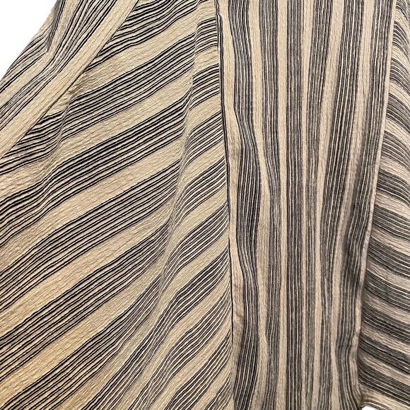 ZARA Dress Striped Gauzy Ribbed Paneled Long Sleeve Double V-Neck Dress - Picture 8 of 10